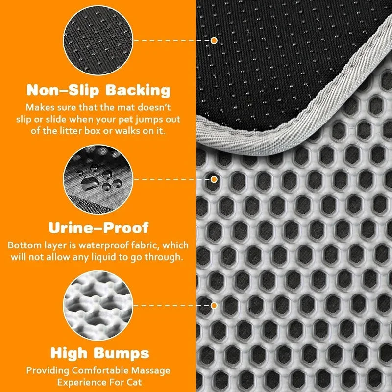 Cat Litter Mat Heavy Duty Waterproof 2 Layer Non