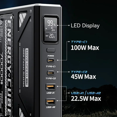 70000mAh Power Bank 100W Fast Charging Large