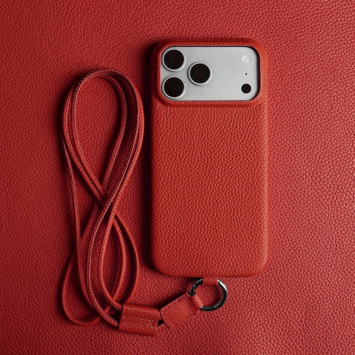 Genuine Leather Crossbody iPhone Case with Lanyard