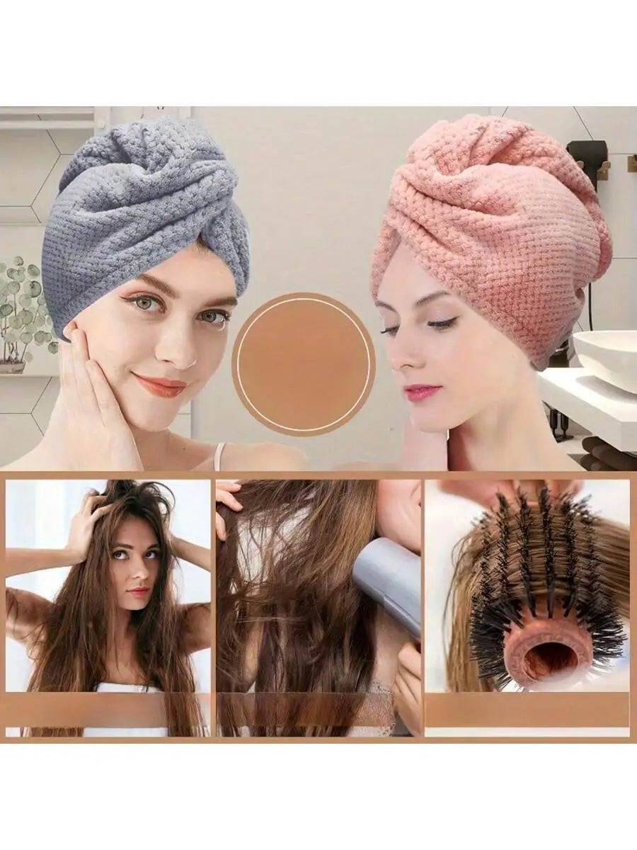 Solid color hair towel Textured dry hair cap 9.8