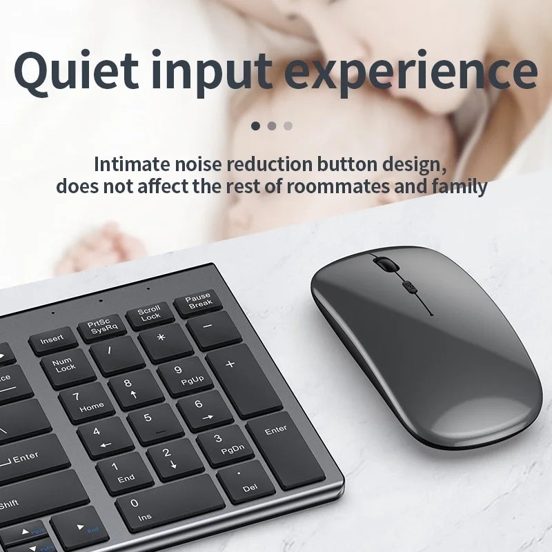 Slim Rechargeable Bluetooth Keyboard and Mouse Set for