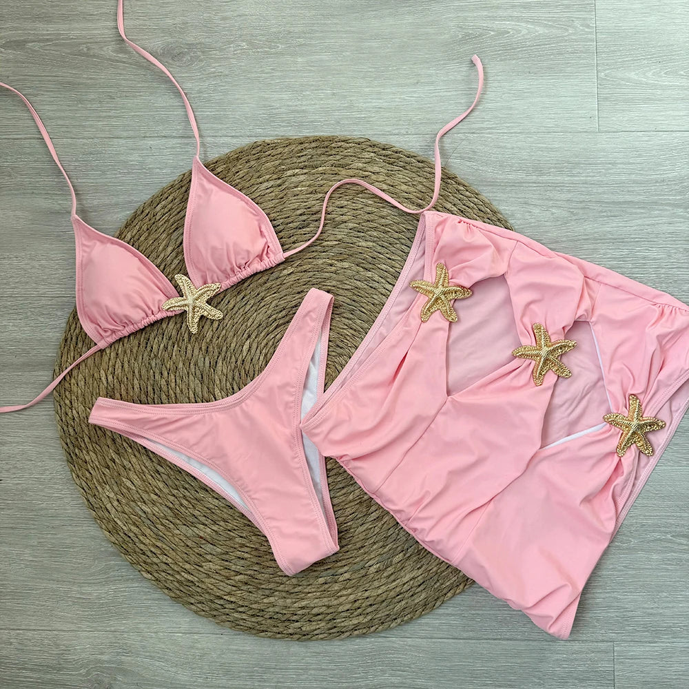 Sexy Starfish 3 Pieces Bikinis Swimsuit For Women
