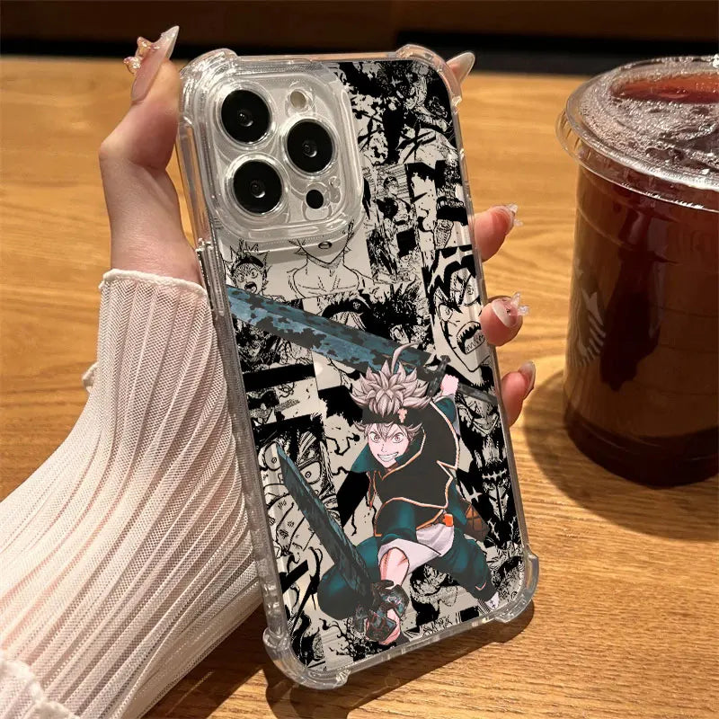 Blacks Anime Clovers Phone Case Clear For iPhone