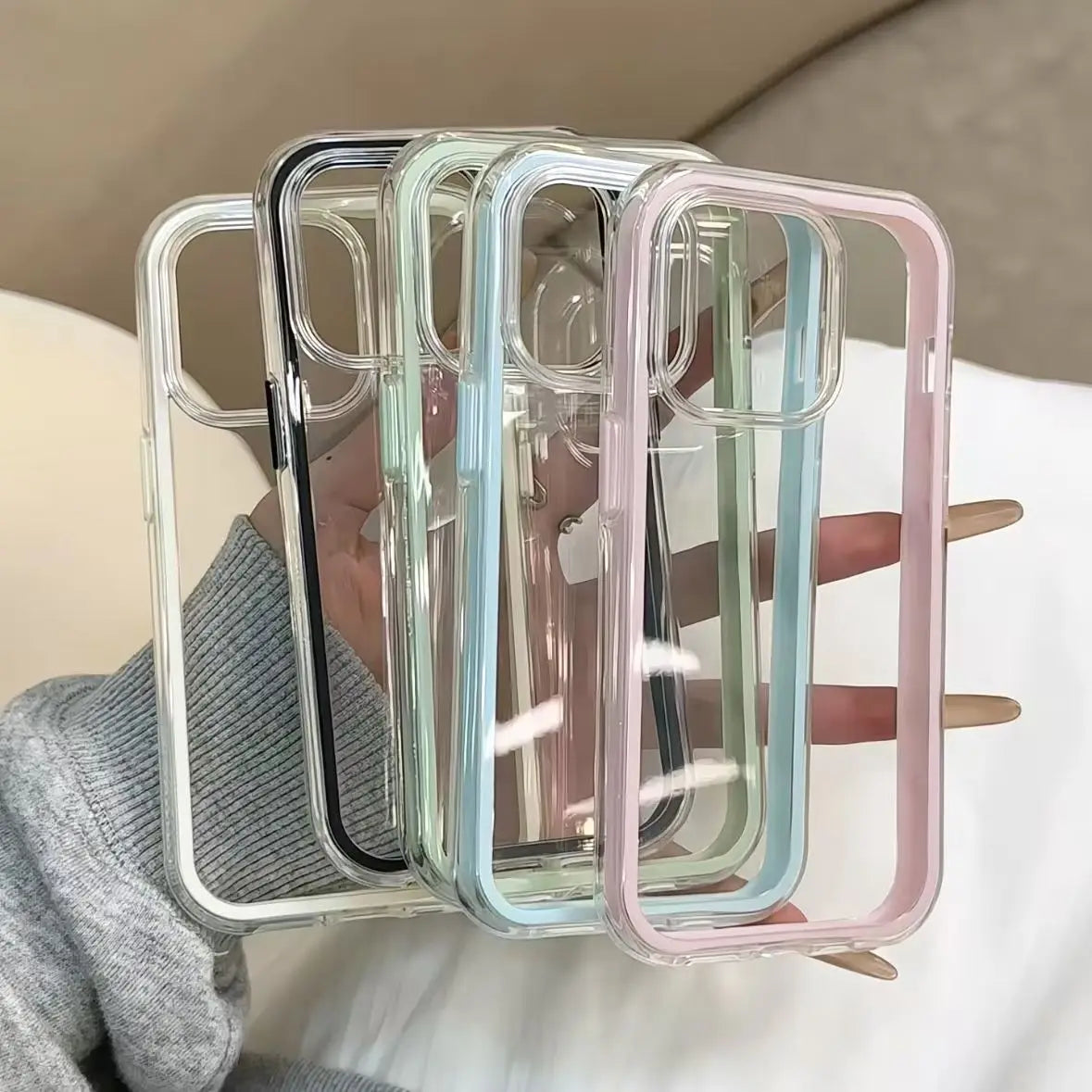 Luxury Candy Color Frame Clear Back Phone Case