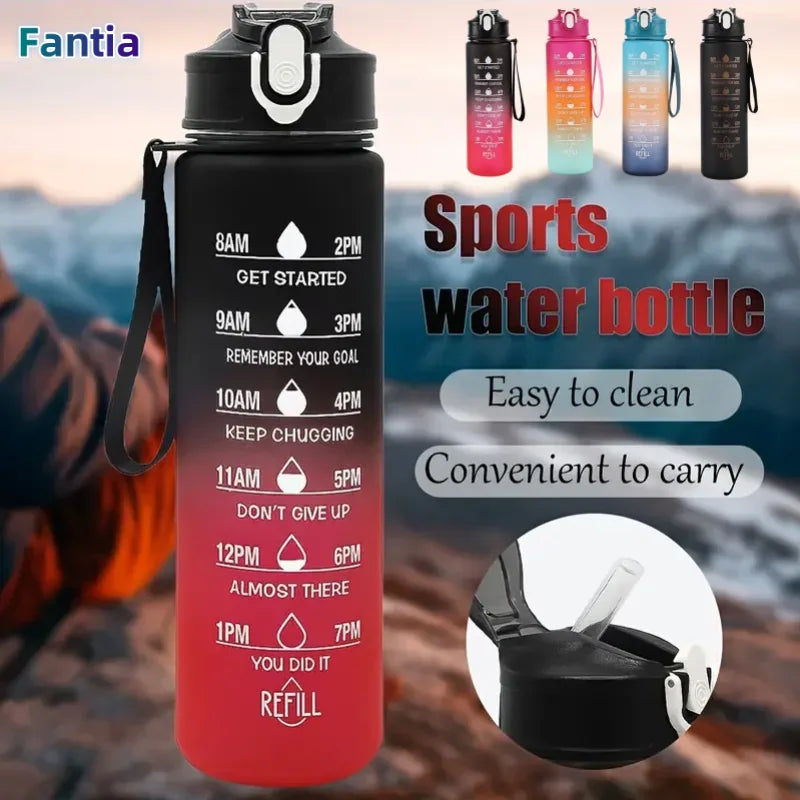 Sports Water Bottle with Time - Tracking Straw Leak
