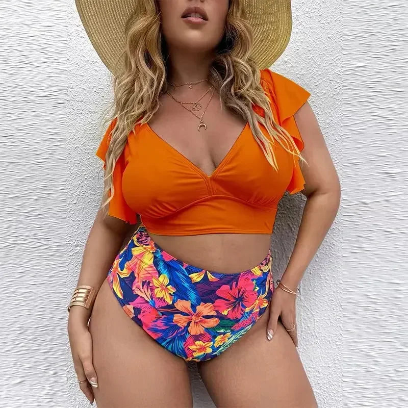 Plus Size Bikini Set Retro Swimwear