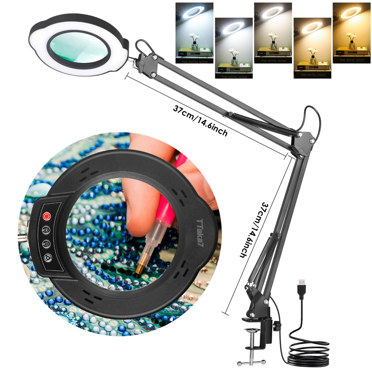 72LED 8X/10X NEW Illuminated Magnifier USB 3