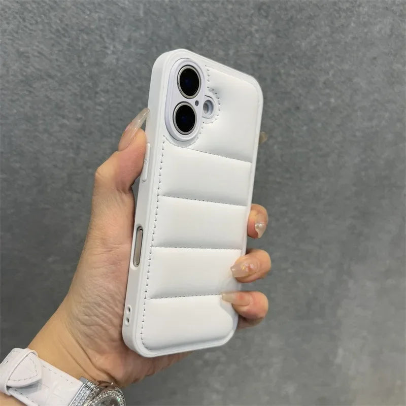 Luxury Soft Down Jacket Silicone Case For iPhone