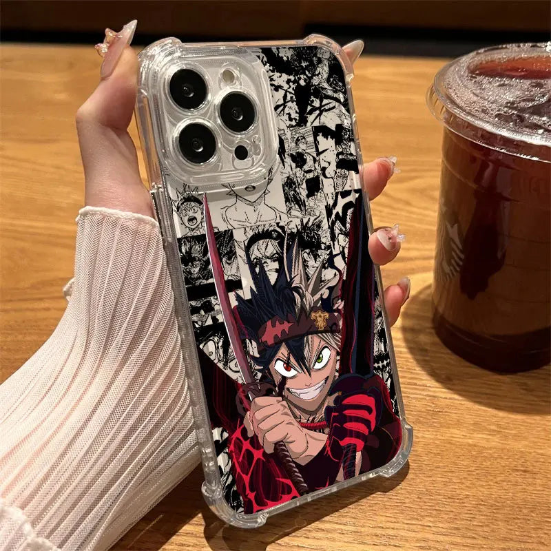 Blacks Anime Clovers Phone Case Clear For iPhone