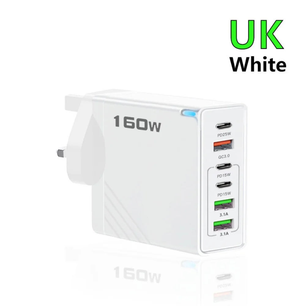 160W Multi - Port USB - C Fast Charger Adapter