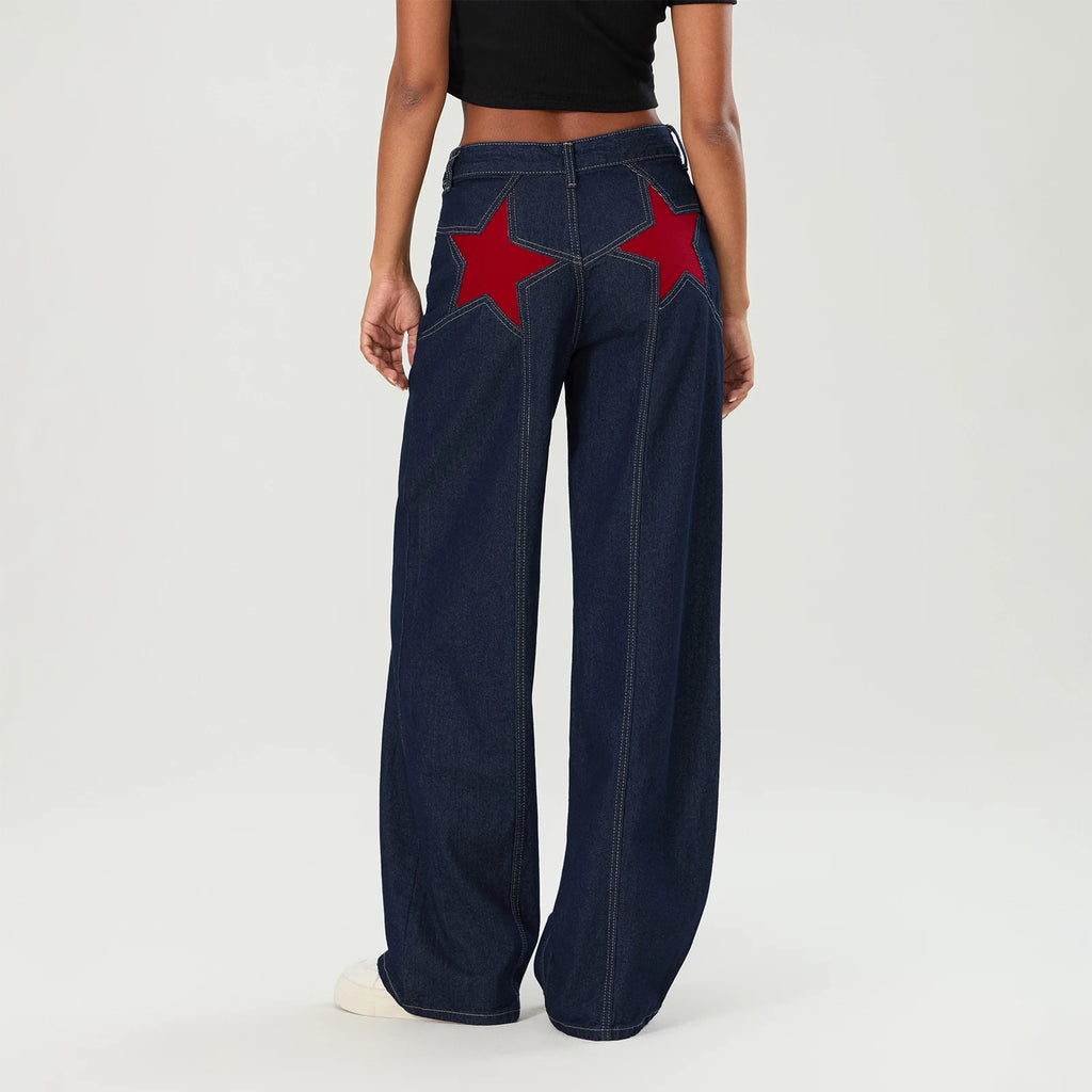 Women's Y2K Vintage Jeans Aesthetic Star Pattern Print