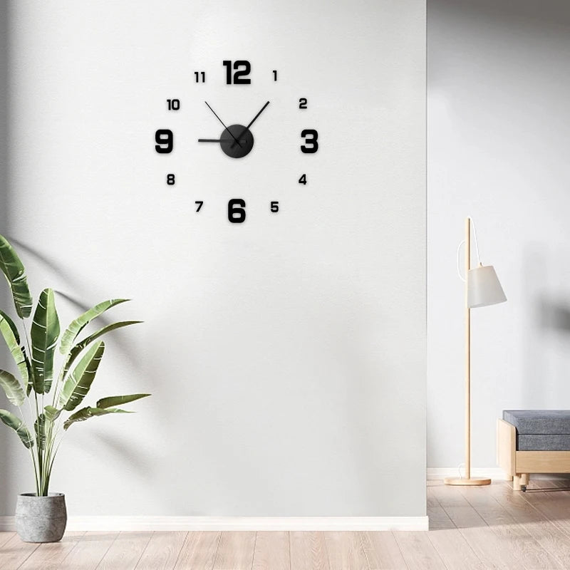 Horloge Murale Créative sans Cadre DIY Sticker Mural Maison