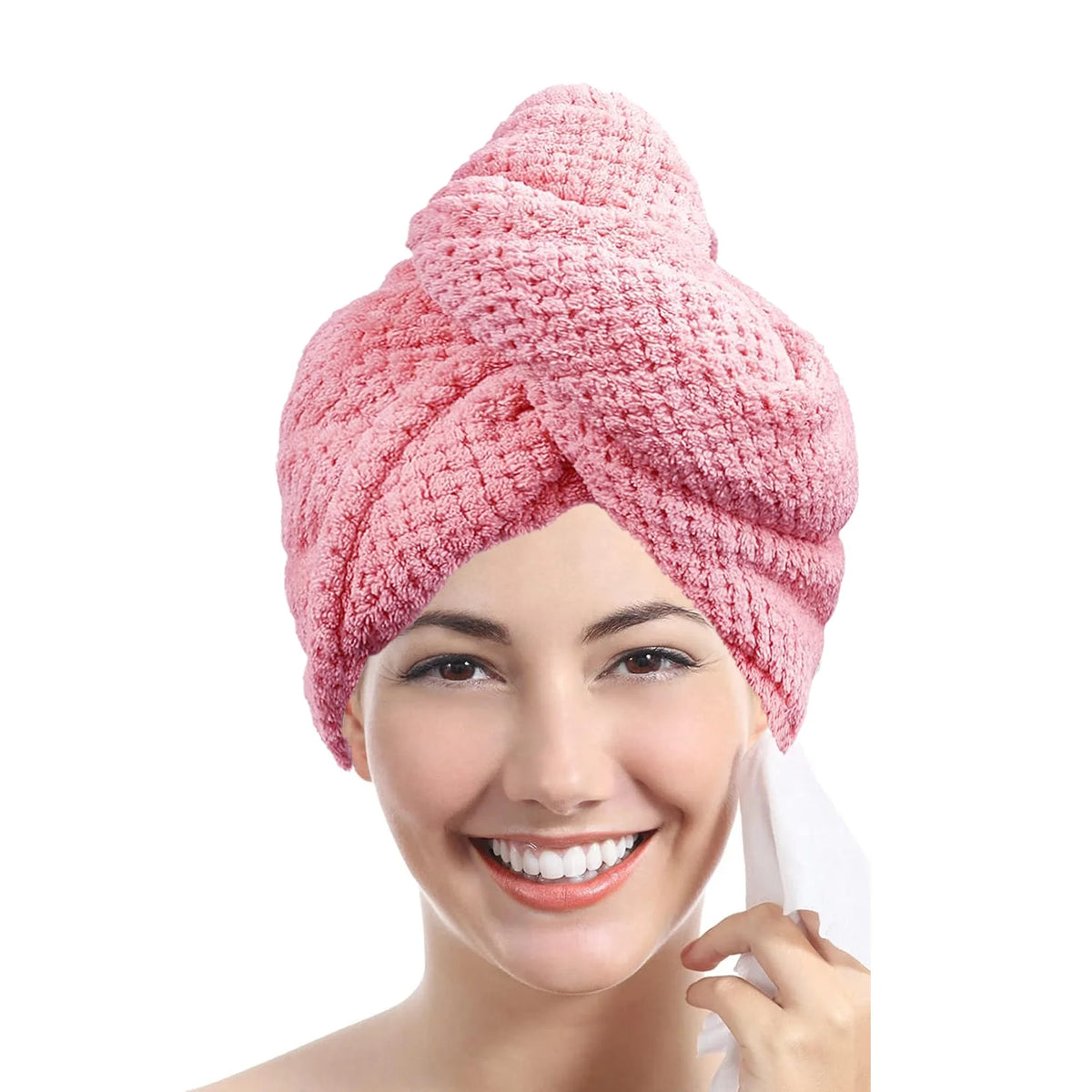 Solid color hair towel Textured dry hair cap 9.8