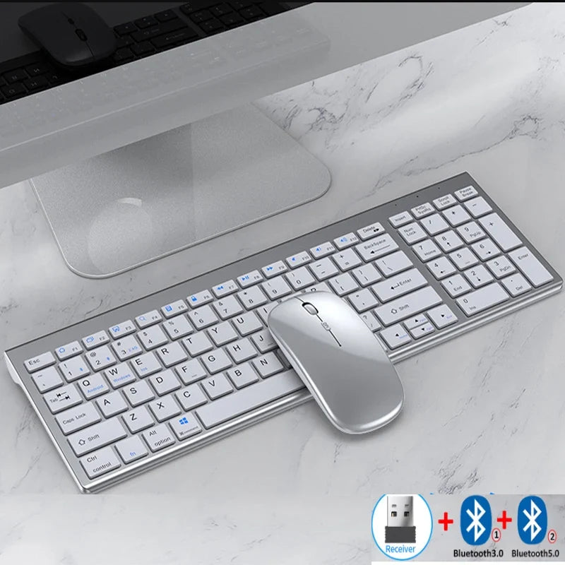 Slim Rechargeable Bluetooth Keyboard and Mouse Set for