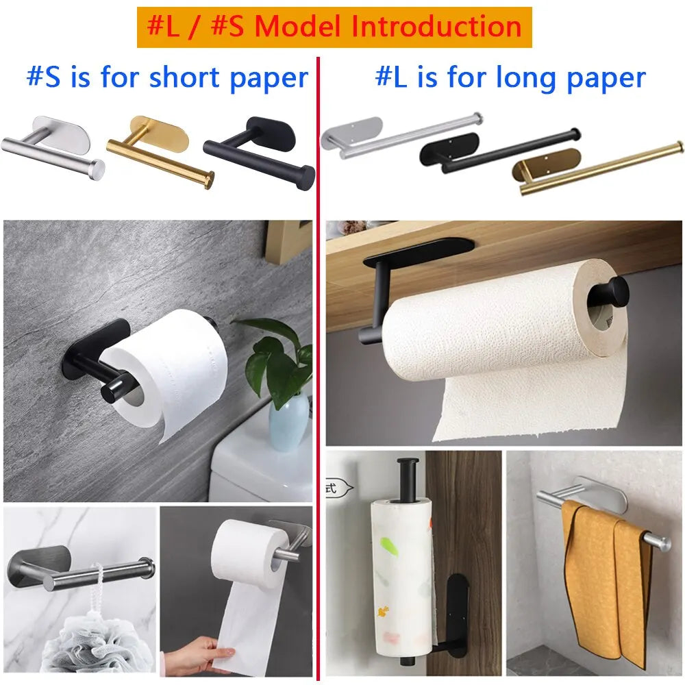 Adhesive Toilet Paper Holder Kitchen Roll Towel