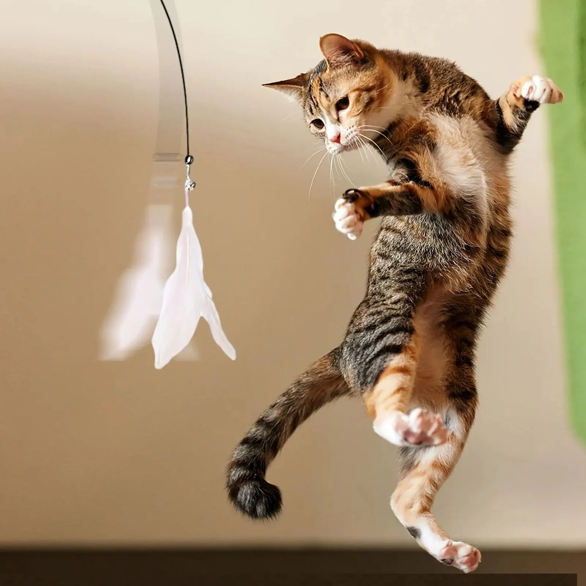 Jouet Teaser pour Chat - Baguette Interactive avec Clochette et Plumes