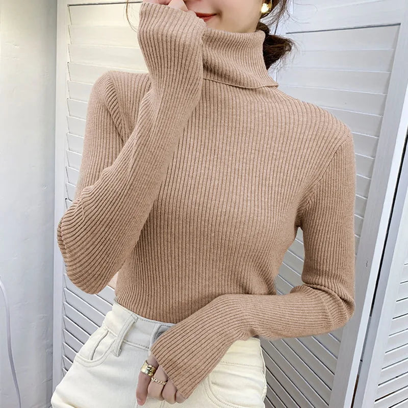 Pull à col en V en maille côtelée à rayures pour femme