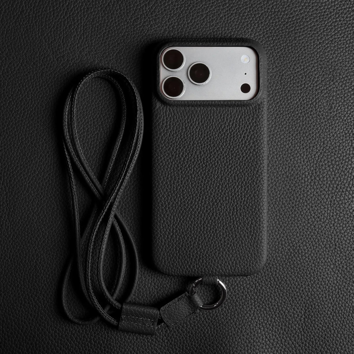 Genuine Leather Crossbody iPhone Case with Lanyard