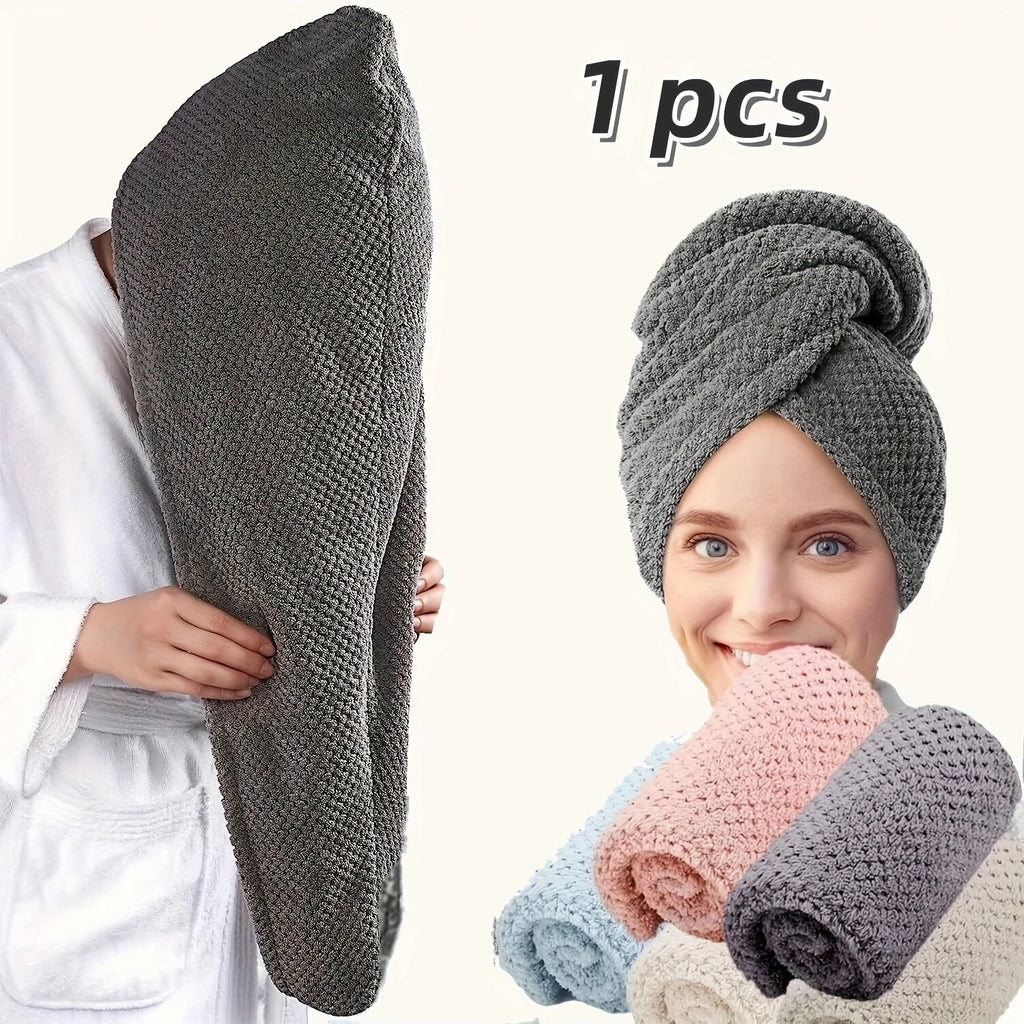 Solid Color Hair Towel Textured Dry Hair Cap 9.8'