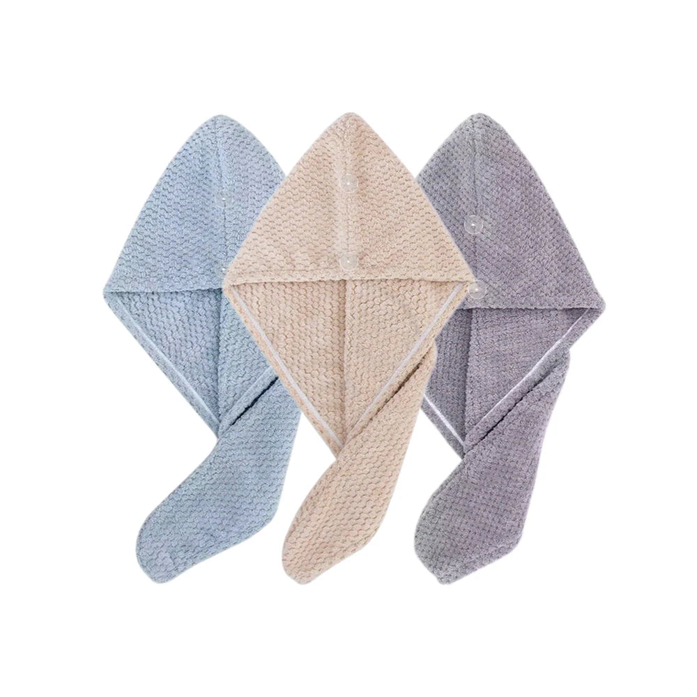 Solid Color Hair Towel Textured Dry Hair Cap 9.8'