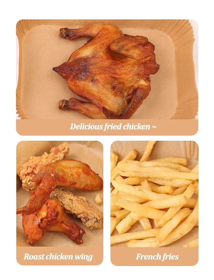 Papier jetable pour friteuse à air chaud, tapis de cuisson antiadhésif, résistant à l'huile, pour micro-ondes et barbecue, doublure en papier sulfurisé, accessoires.