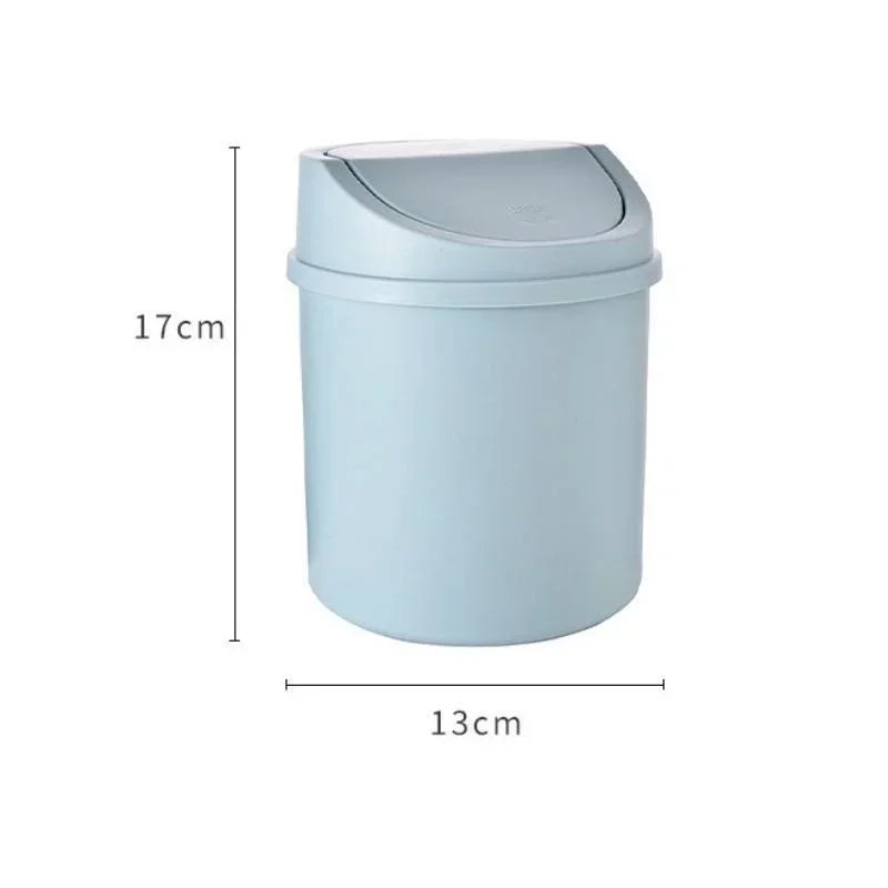 Mini Desktop Bin Small Trash Can Tube with Cover