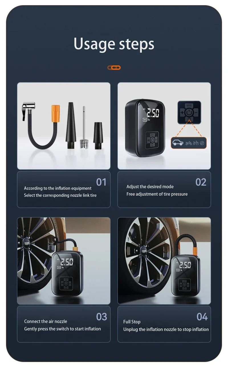 Wireless Car Tyre Inflator Air Pump