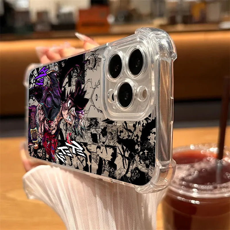 Blacks Anime Clovers Phone Case Clear For iPhone