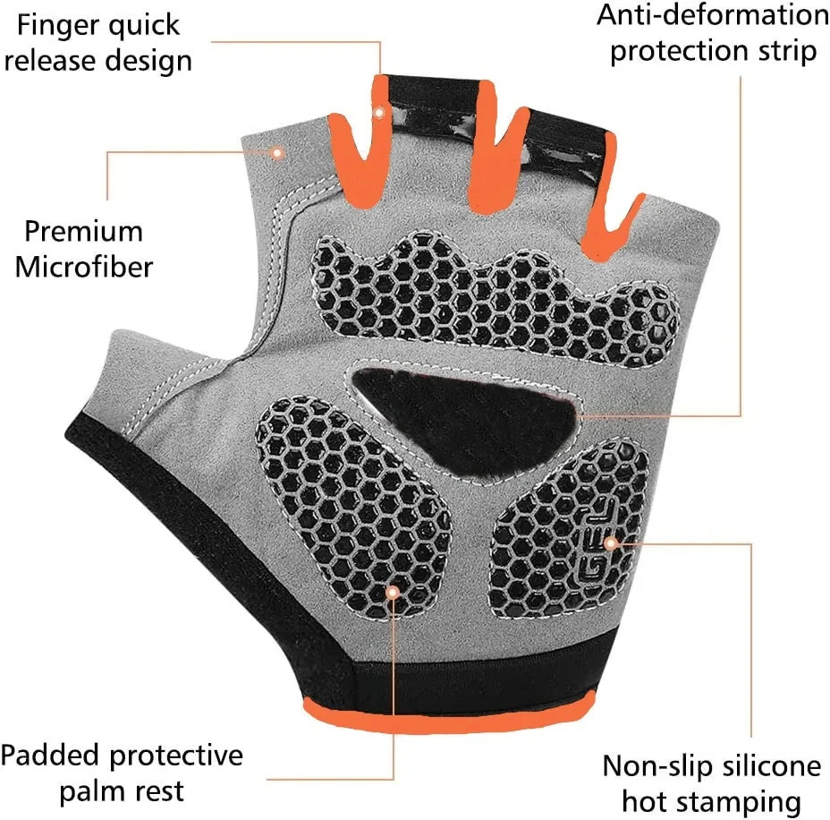 1 Pair Anti - Slip Cycling Gloves Breathable Half