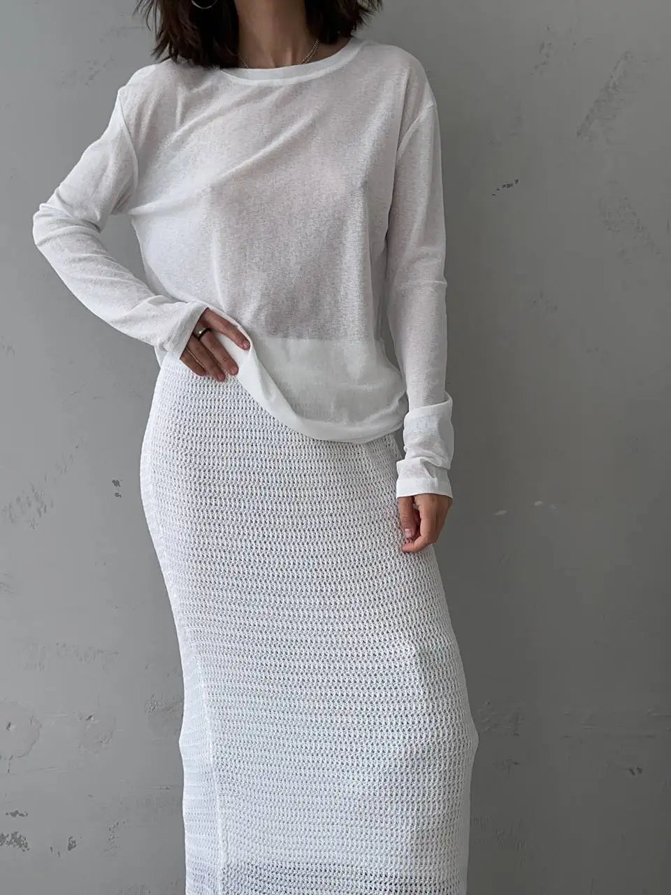 Women's Long Sleeve Loose Knitted Soft T - Shirt Top