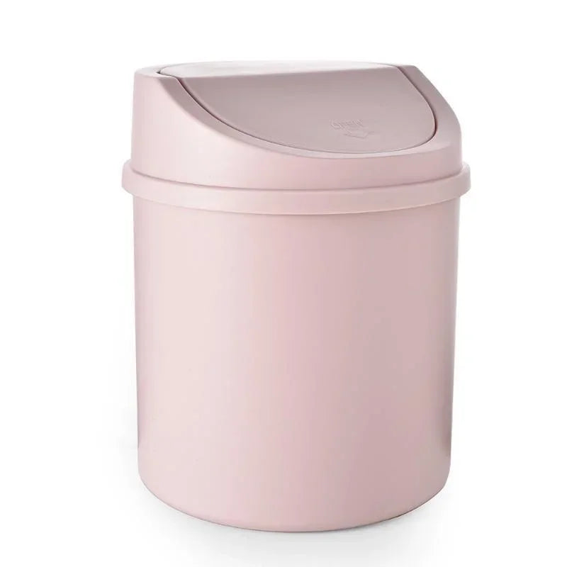 Mini Desktop Bin Small Trash Can Tube with Cover