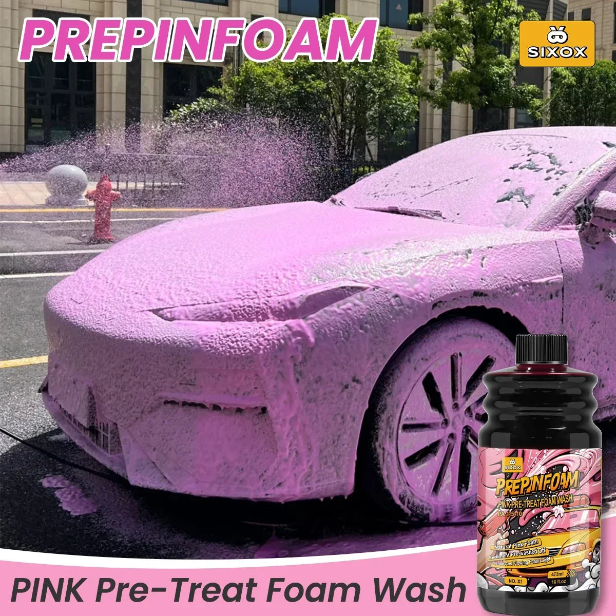 Shampoing moussant rose magique pour lavage de voiture