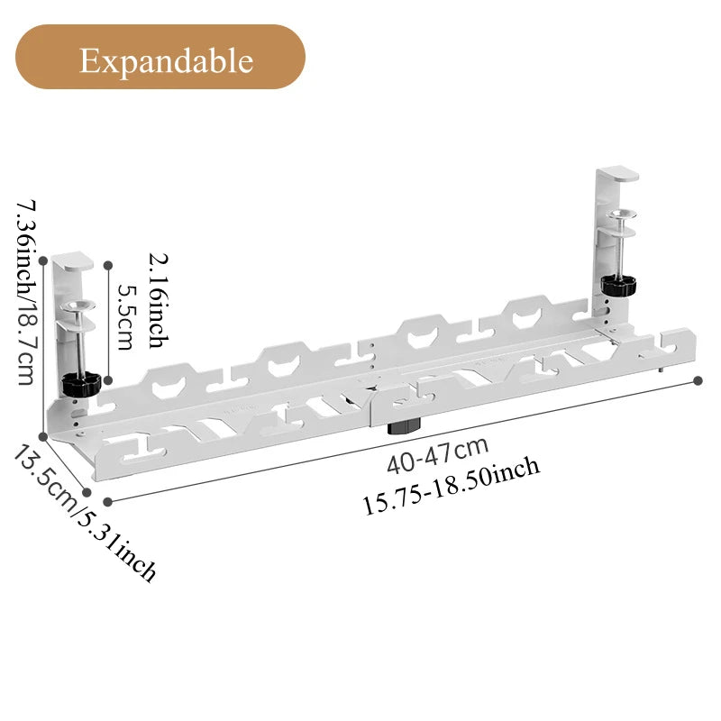Telescopic Under Table Storage Rack Metal Cable