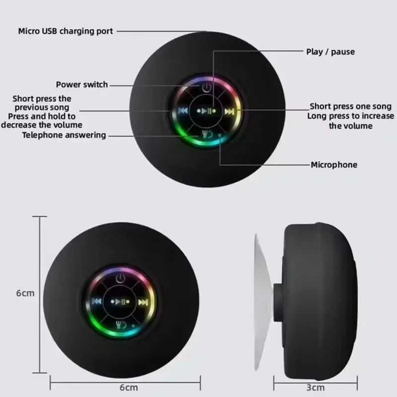 Mini Portable Bluetooth Audio IPX4 Waterproof Led