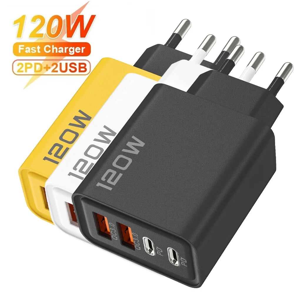 120W 4 - Port USB - C Fast Charger Wall Adapter