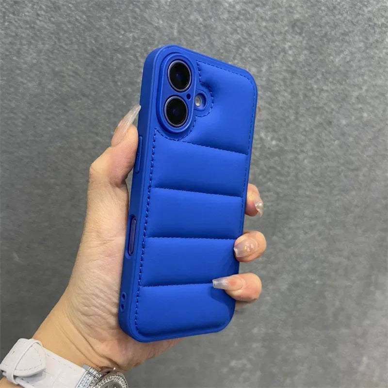 Luxury Soft Down Jacket Silicone Case For iPhone
