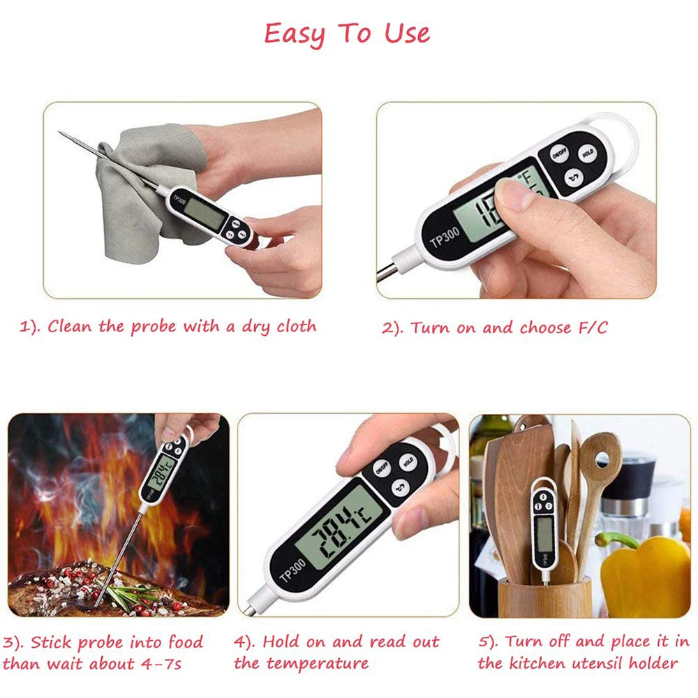 Sonde en acier inoxydable pour cuisson des aliments, barbecue