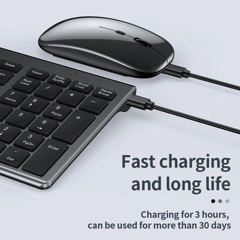 Slim Rechargeable Bluetooth Keyboard and Mouse Set for