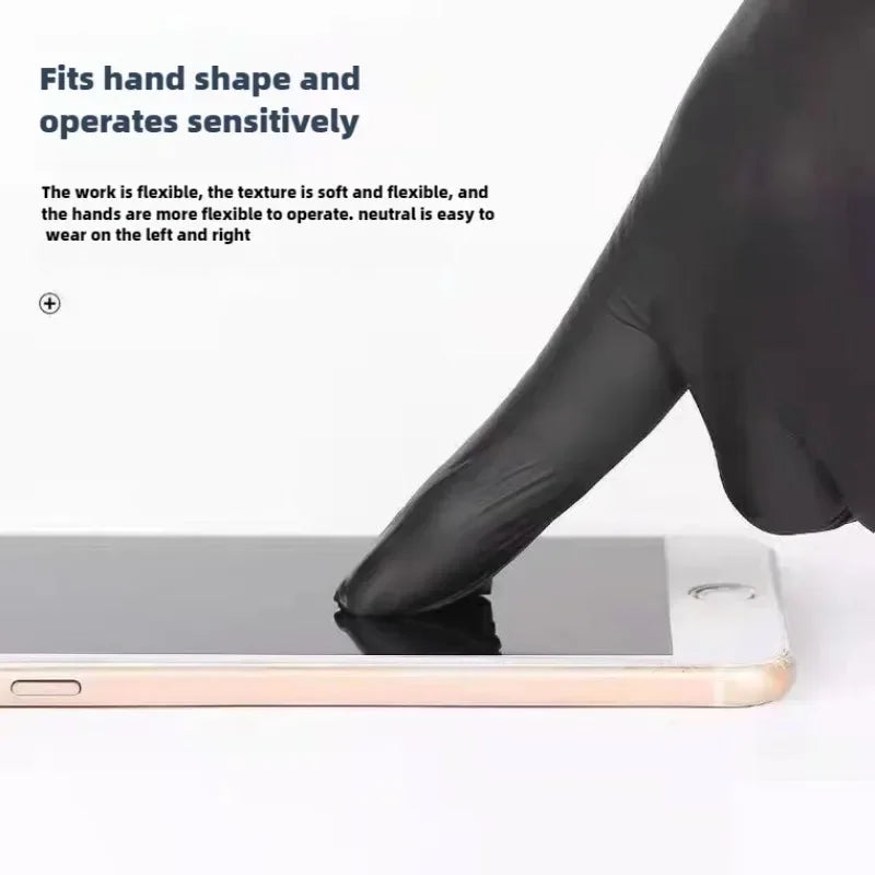 Gants en nitrile noirs jetables sans latex ni poudre