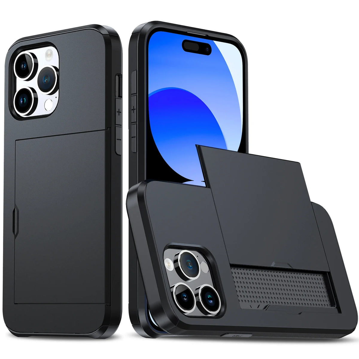 for iPhone 16 Pro Max 15 Case Slide Armor Wallet