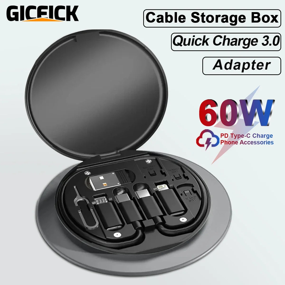 60W Multi USB Charging Adapter Cable Kit, USB C