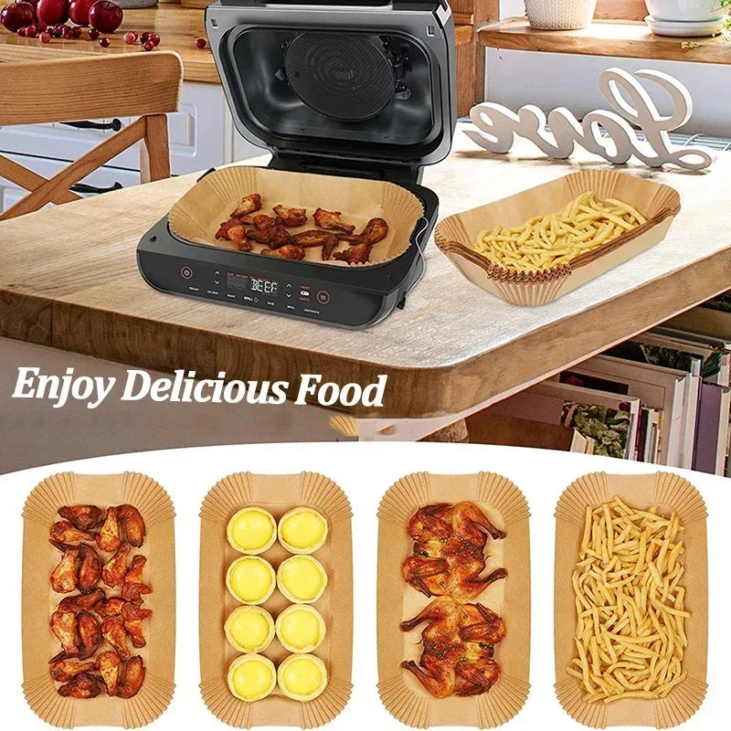 Papier jetable pour friteuse à air chaud, tapis de cuisson antiadhésif, résistant à l'huile, pour micro-ondes et barbecue, doublure en papier sulfurisé, accessoires.
