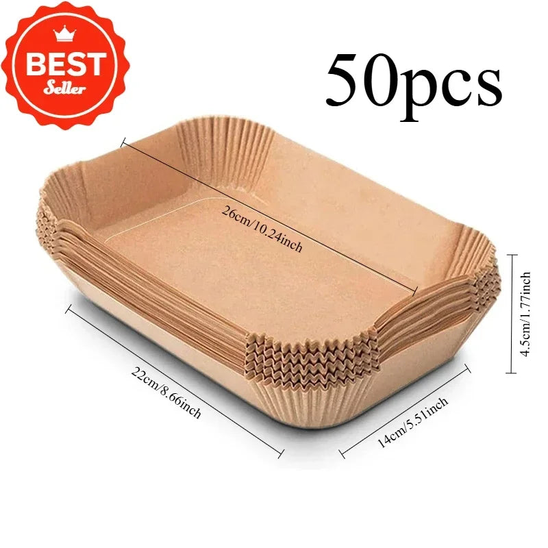 Papier jetable pour friteuse à air chaud, tapis de cuisson antiadhésif, résistant à l'huile, pour micro-ondes et barbecue, doublure en papier sulfurisé, accessoires.