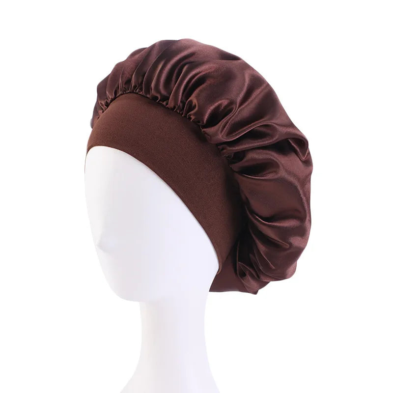 New Satin Wide Brim Nightcap Silky Bonnet Hair