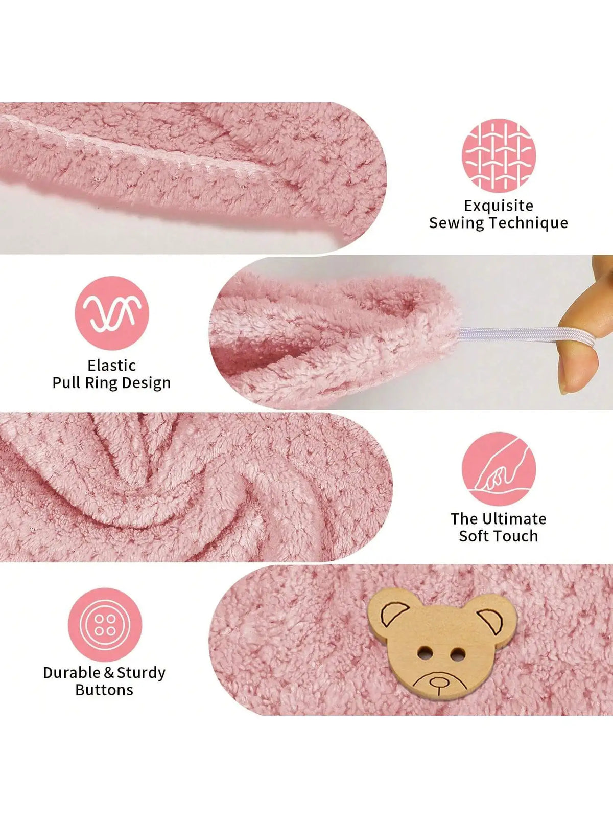 Solid color hair towel Textured dry hair cap 9.8