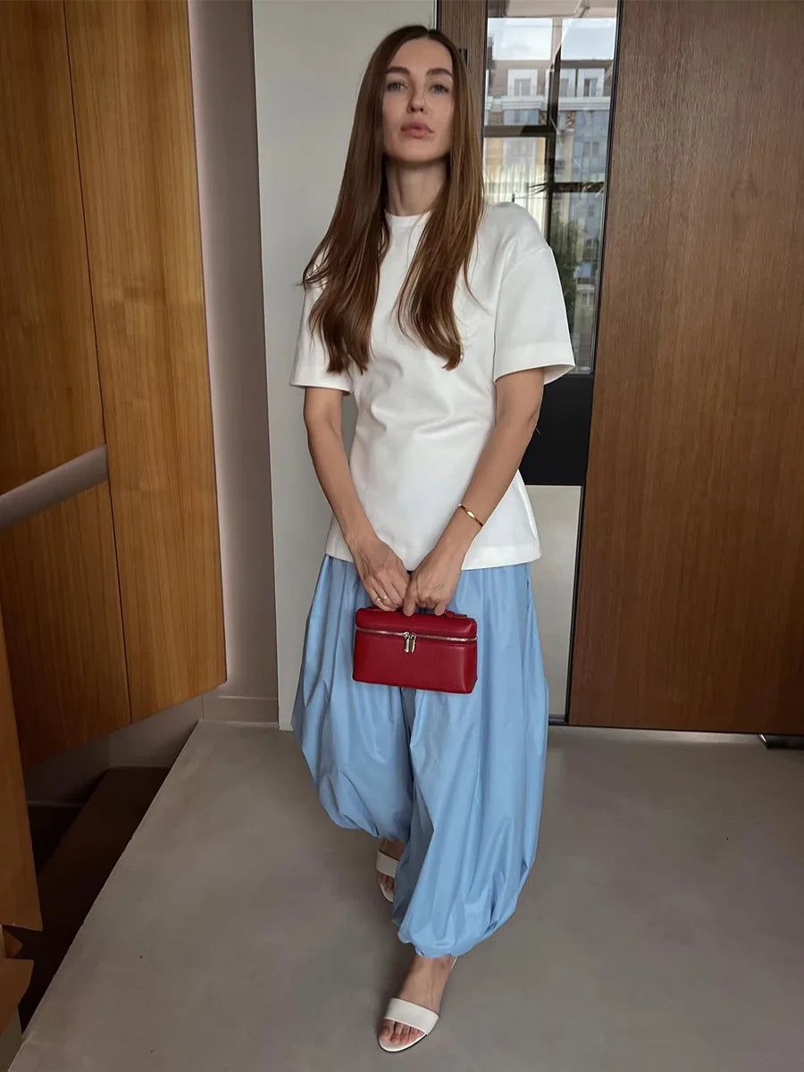 Women's Cotton Wide Leg Casual Trousers