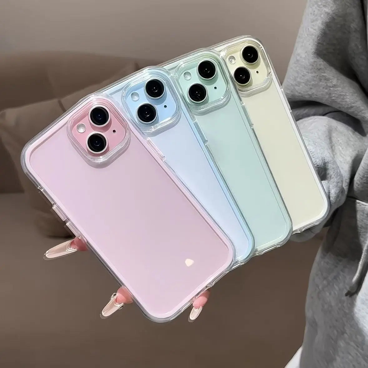 Luxury Candy Color Frame Clear Back Phone Case