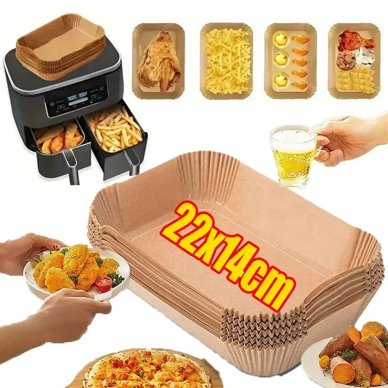 Papier jetable pour friteuse à air chaud, tapis de cuisson antiadhésif, résistant à l'huile, pour micro-ondes et barbecue, doublure en papier sulfurisé, accessoires.