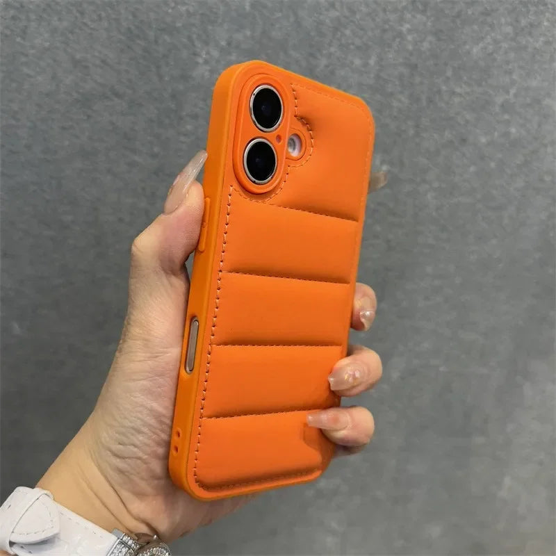 Luxury Soft Down Jacket Silicone Case For iPhone