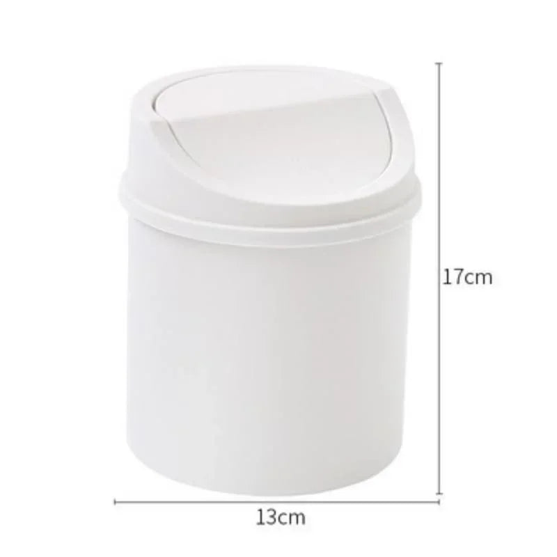 Mini Desktop Bin Small Trash Can Tube with Cover